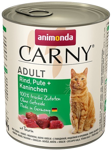 Animonda Carny Adult Wołowina, Indyk + Królik puszka 800g