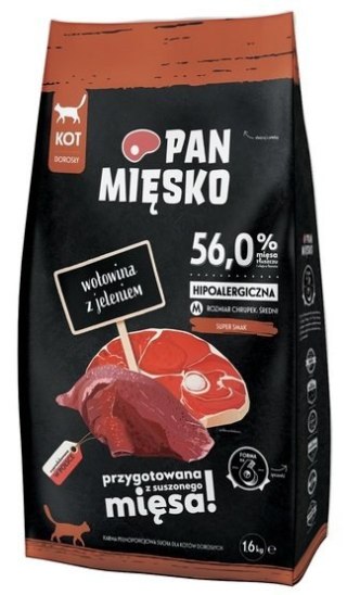 Pan Mięsko Karma sucha dla kota - wołowina i jeleń chrupki M 1,6kg