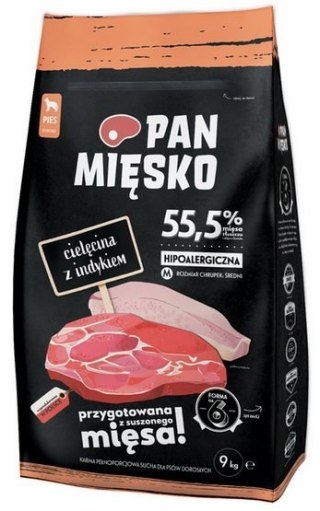 Pan Mięsko Karma sucha dla psa - cielęcina i indyk chrupki M 9kg