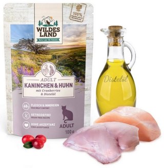 Wildes Land Cat Classic Adult Kaninchen & Huhn saszetka 100g