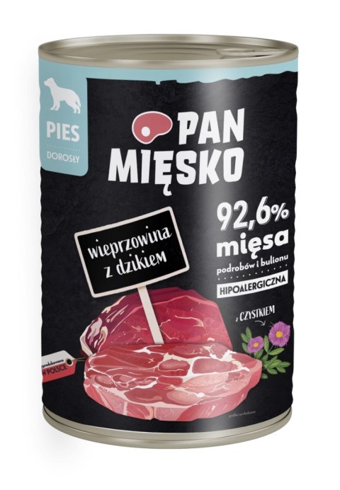 PAN MIĘSKO Karma mokra dla psa wieprzowina z dzikiem 400g