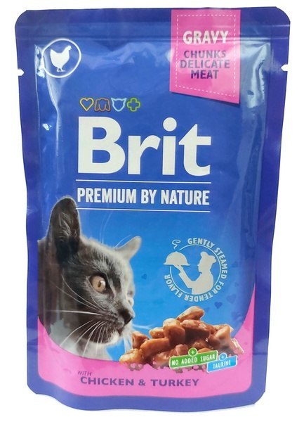 Brit Premium Cat Adult Kurczak + Indyk saszetka 100g