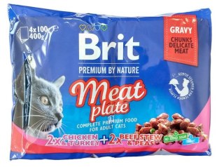 Brit Premium Cat Adult Meat Plate saszetki 4x100g