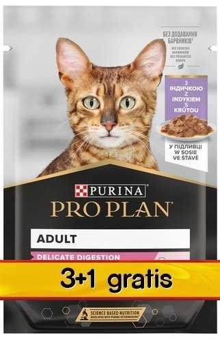 Purina Pro Plan Cat Delicate indyk saszetka 4x85g 3+1 gratis