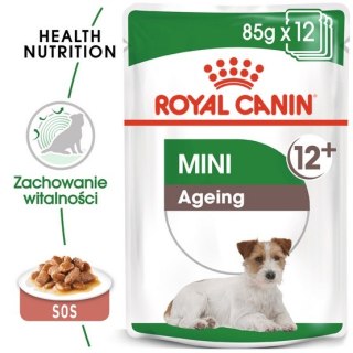 Royal Canin Mini Ageing 12+ karma mokra w sosie dla psów dojrzałych po 12 roku życia, ras małych saszetka 85g