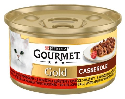 Gourmet Gold Wołowina i kurczak w sosie pomidorowym 85g