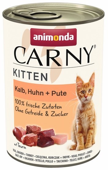 Animonda Carny Kitten Cielęcina + Kurczak + Indyk puszka 400g