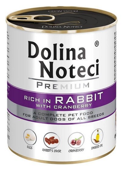 Dolina Noteci Premium Pies Królik i żurawina puszka 800g