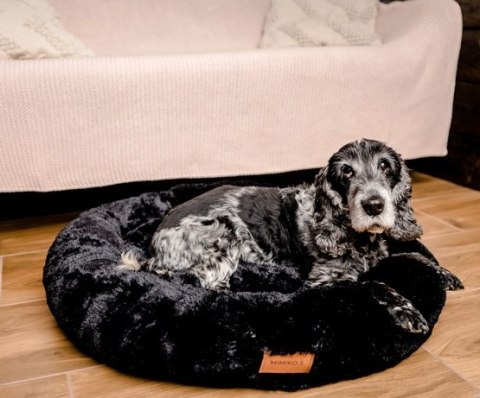 MIMIKO Pets Legowisko Shaggy okrągłe XL 75cm czarne