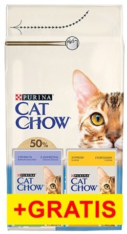 Purina Cat Chow 3in1 z indykiem 1,5kg + saszetki 2x85g gratis