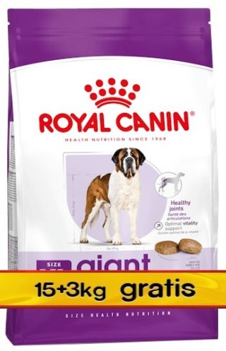 Royal Canin Giant Adult karma sucha dla psów dorosłych, od 18/24 miesiąca życia, ras olbrzymich PROMOCJA 18kg (15+3kg)