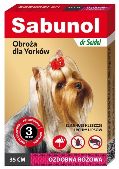 Sabunol GPI Obroża przeciw pchłom dla yorka ozdobna różowa 35cm Sabunol GPI Obroża przeciw pchłom dla yorka ozdobna różowa 35cm