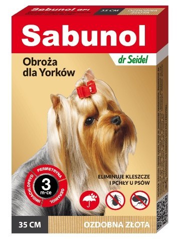 Sabunol GPI Obroża przeciw pchłom dla yorka ozdobna złota 35cm Sabunol GPI Obroża przeciw pchłom dla yorka ozdobna złota 35cm
