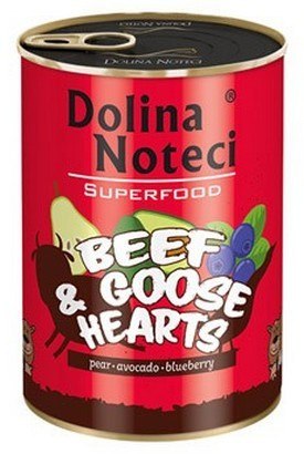 Dolina Noteci Superfood Pies Wołowina i serca gęsi puszka 400g Dolina Noteci Superfood Pies Wołowina i serca gęsi puszka 400g