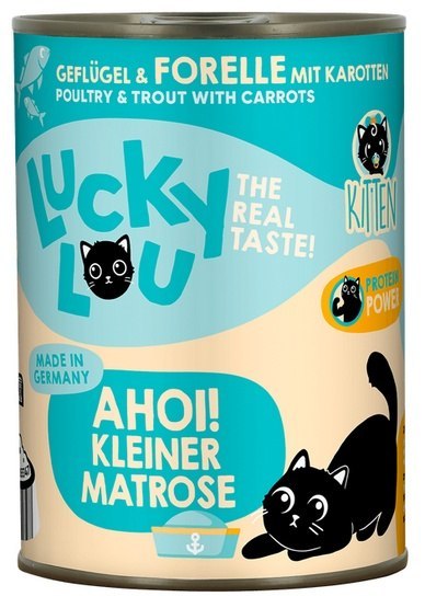 Lucky Lou Lifestage Kitten Drób i pstrąg puszka 400g