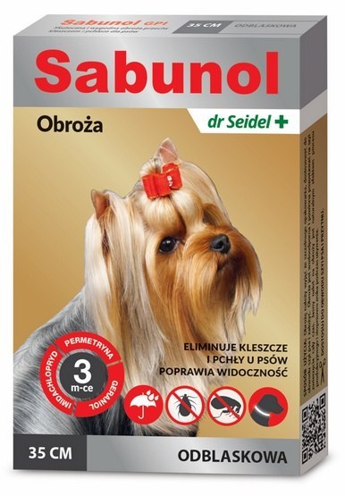 Sabunol GPI Obroża przeciw pchłom dla yorka odblaskowa 35cm Sabunol GPI Obroża przeciw pchłom dla yorka odblaskowa 35cm