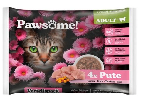 Pawsome Adult Pute - indyk saszetki 4x85g