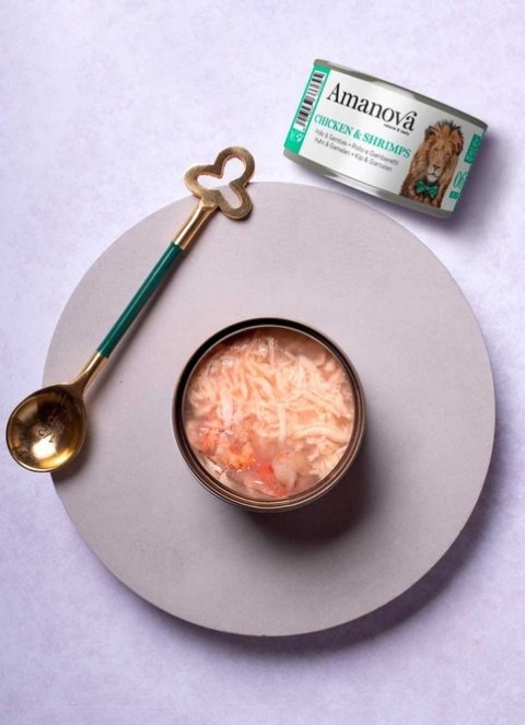 Amanova Kot Chicken & Shrimps w galaretce puszka 70g Amanova Kot Chicken & Shrimps w galaretce puszka 70g