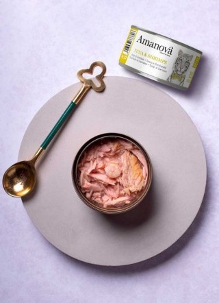 Amanova Kot Tuna & Shrimps w bulionie puszka 70g