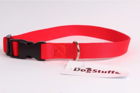 DogStuffs Obroża z plastikową klamrą 25mm/34-60cm czerwona DogStuffs Obroża z plastikową klamrą 25mm/34-60cm czerwona
